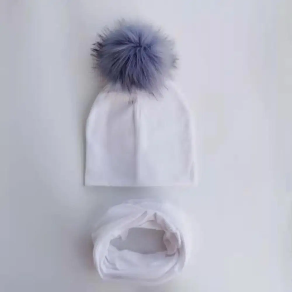 children's pom pom Hat Autumn Winter Baby Hat Girls Boys Cap Kids Beanie bonnet Collar Scarf set baby cap Photography props