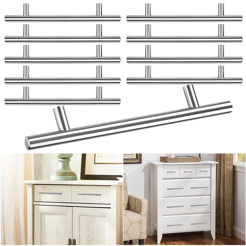 

10pcs Stainless Steel Cabinet Handles Kitchen Cupboard Door Pulls Drawer Knobs Fashion Furniture Handle Hardware