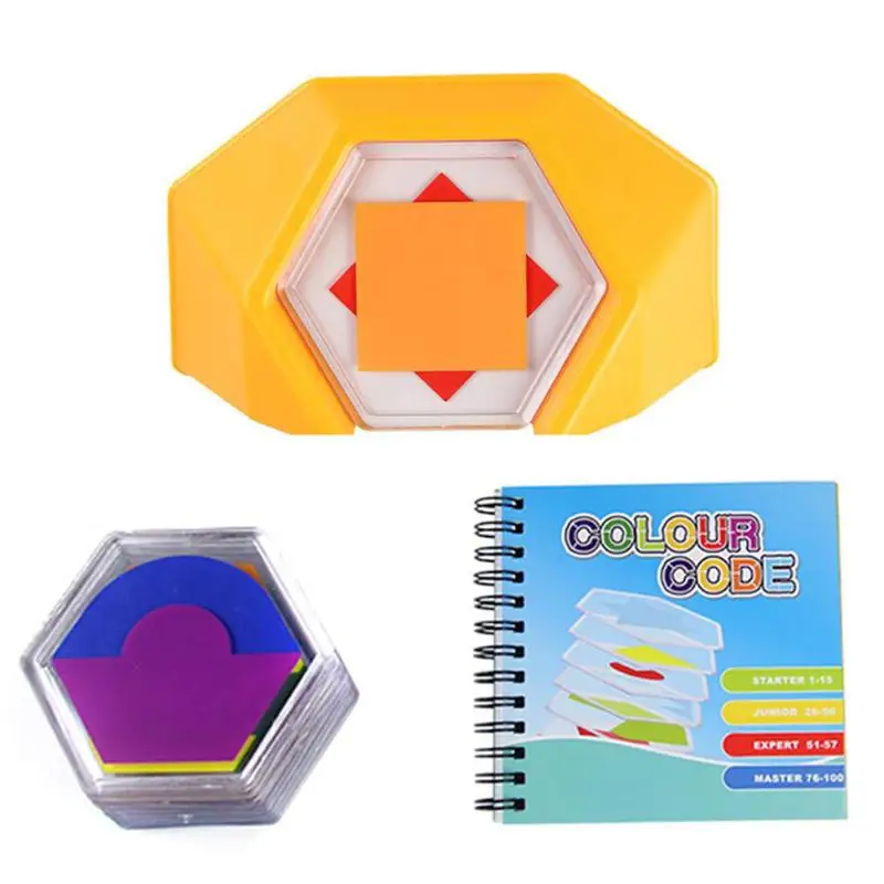 Мода Классика 100 вызов цветной код игры Tangram головоломки доска детские навыки игрушки Раннее Образование игрушки