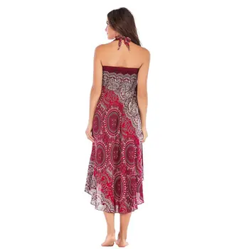 

2019 Mandala Printing Women Thai Style Skirt Cotton Silk Belly Dancing Beach Holiday Outdoor Temperament Skirts