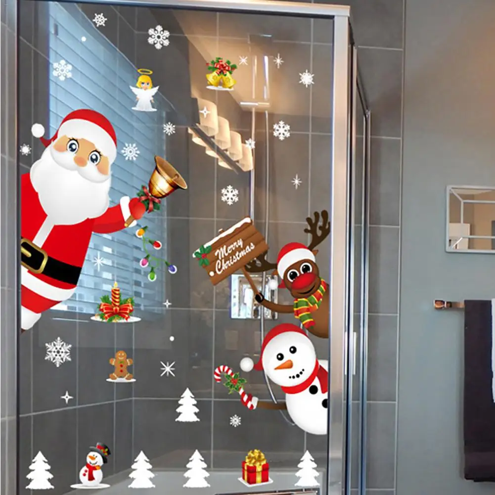 Innovative Christmas Car Stickers Window Glass Sticker Santa Claus Snowflake Home Wall Stickers Auto Decorations DIY Car Sticker