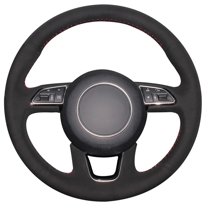 Black Suede Car Steering Wheel Cover for Audi Q3 Q5 2013 2014 2015car