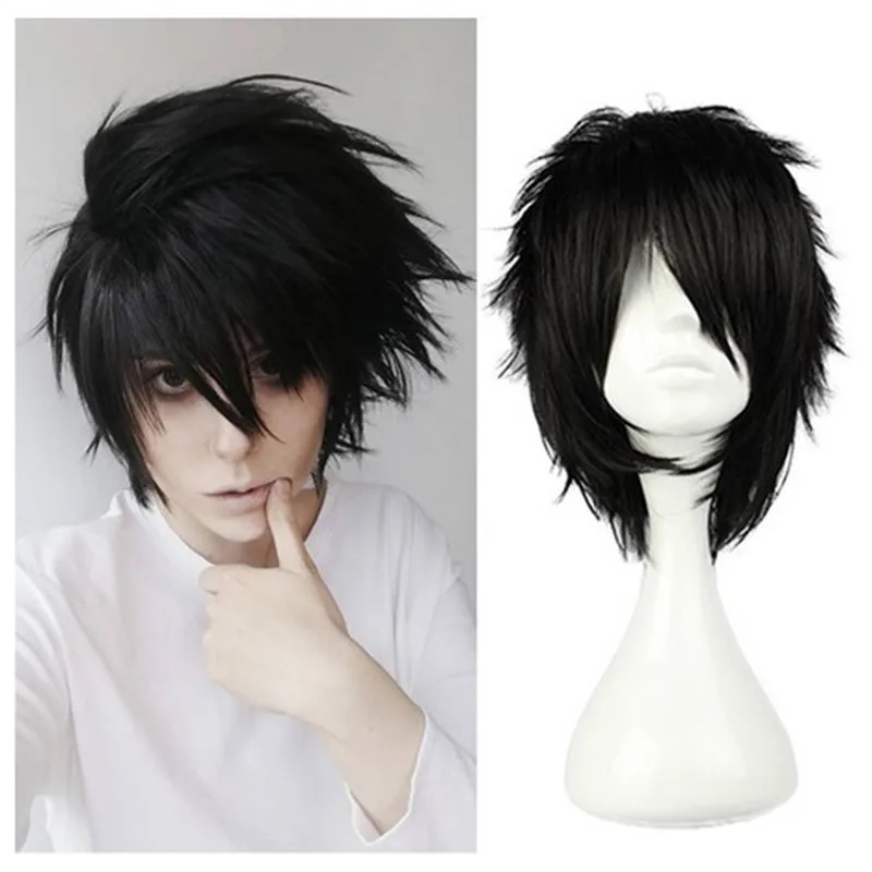 Парик мужской из аниме Death Note L Cos термостойкие короткие черные волосы для косплея