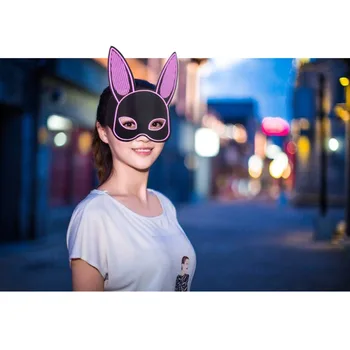 

Halloween Party Rabbit Light up Mask Halloween LED Sound Activated Bunny Mask Costume Face Cover Glowing Party Mask Accessories