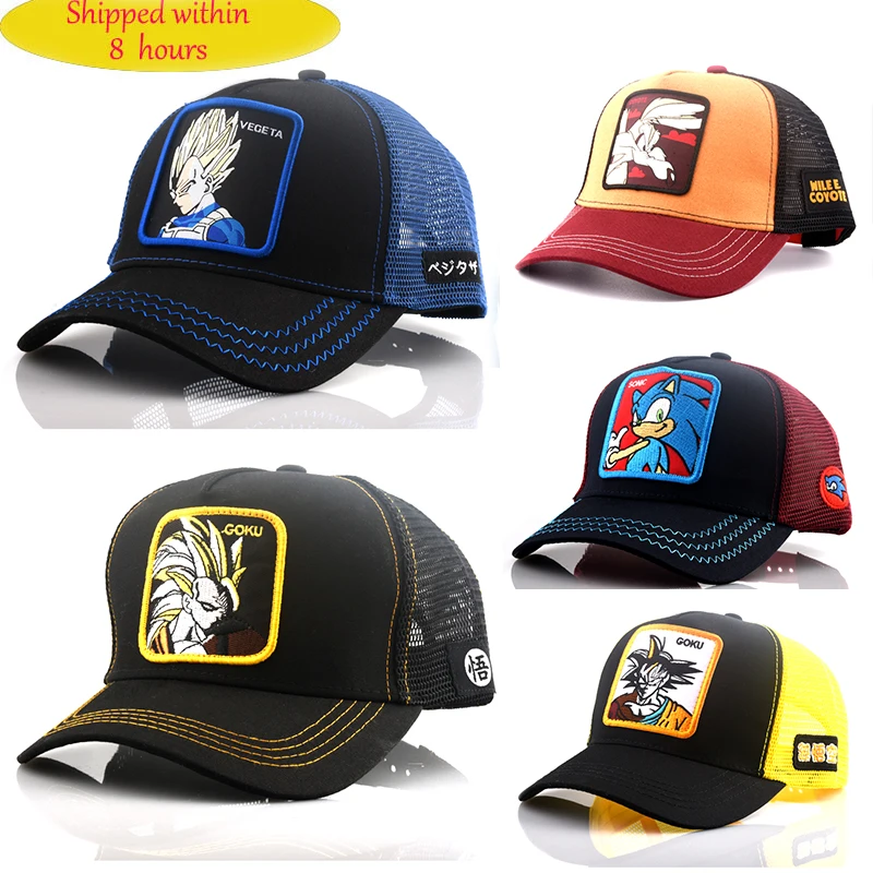 

New Dragon Ball Mesh Hat Anime Goten Baseball Cap High Quality Curved Brim Orange Snapback Cap Gorras Casquette Dropshipping