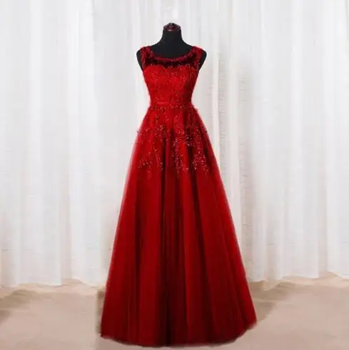 Бургундия Robe De Soiree модное элегантное платье для банкета невесты цвета красного вина с кружевными цветами и бисером Длинные вечерние платья на заказ - Цвет: Бургундия