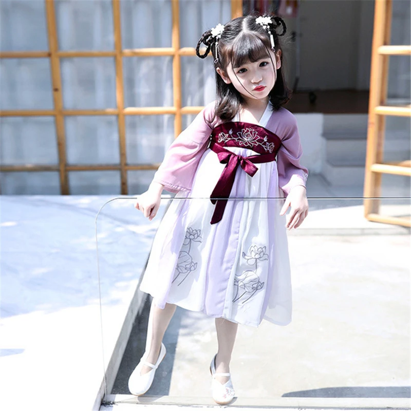 Детская одежда в китайском стиле Hanfu для девочек Детский костюм Тан маленькой