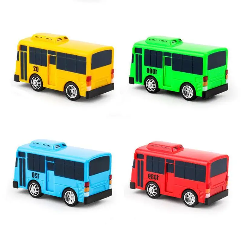 4 unids/pack de dibujos animados Mini Bus TAYO Taxi juguetes educativos para niños pequeño autobús Anime coreano modelo autobuses para niños regalos de navidad