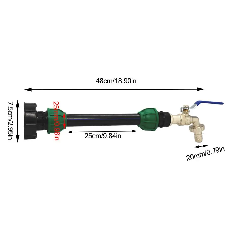 IBC Tank Tap Adapter IBC Tank Thread Faucet With 1 Tube And 2 Curved Connectors Home Garden Irrigation Water Connector Suit solar drip watering kit