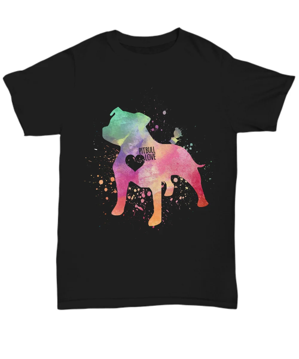 Watercolor Love Pitbull T Shirt Women Men Gift PitBull Owner Tee Shirt