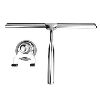 

Stainless Steel Glass Window Wiper Shower Squeegee Mirror Cleaning with Sucker Hook Holder MYDING