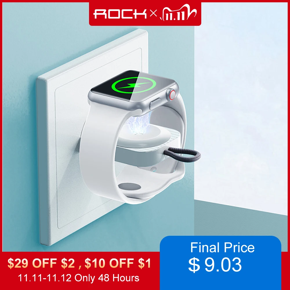 

ROCK Portable Magnetic Wireless Charger for Apple Watch 6 Pocket Fast Qi Wireless Charger for iWatch Series 5 4 3 2 1 Charger
