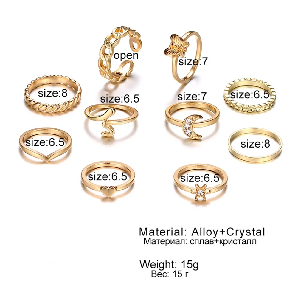 FNIO Bohemian Gold Chain Rings Set For Women Fashion Coin Snake Moon Rings Party 2021 Trend 16 H4cf035b6843b472099a87034c3bea429Z