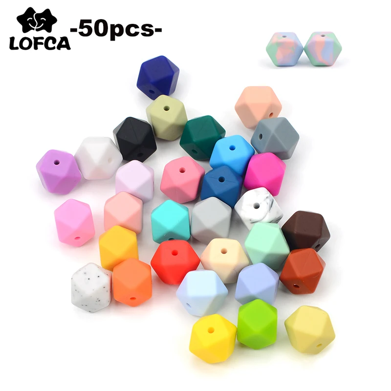 LOFCA 50ks 14mm mini šestiúhelník silikon korále děťátko kousátko BPA svobodné DIY řetízek dudlík běžící pás děťátko kousací péče kojenec