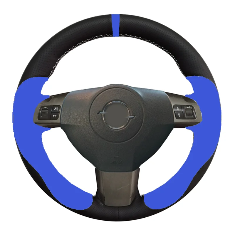 Искусственная кожа Чехол рулевого колеса автомобиля для Opel Astra(H) Signum Corsa 2004-2009 Zaflra(B) 2005- Vectra(C) 2005-2009 - Название цвета: Dark blue insert