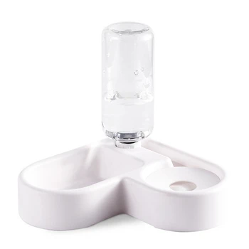 

For Cats Dogs Love-shaped Pet Supplies Portable Pet Feeder Plastic Dual Port Automatic Feeder Water Drinking Feeding Basin Bowls