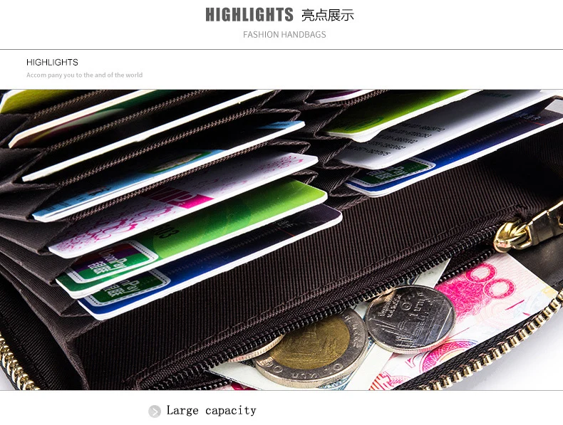 Western Rfid Large Capacity Double Row Organ Print Design Leather Women Wallet Passport Driver License Women Coin Purse