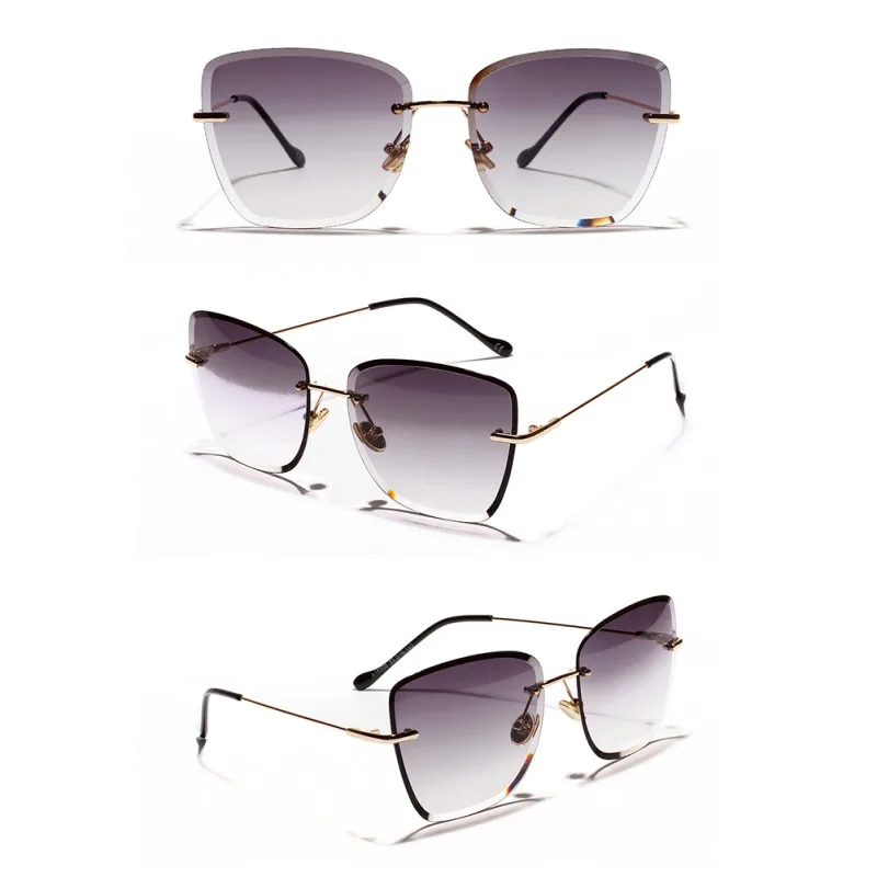 Lunette De Soleil, ретро очки с прозрачными прогрессивными цветными линзами, солнцезащитные очки без рамки, цветные Квадратные Солнцезащитные очки с кристаллами - Цвет линз: H