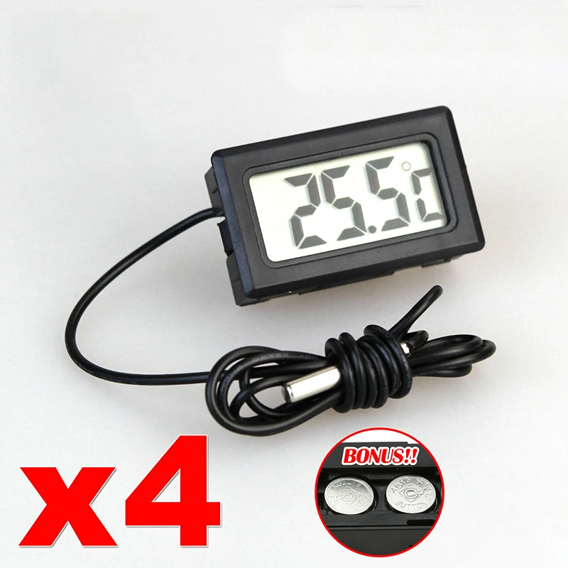 

4pcs Indoor Aquarium Thermometer Monitoring Fridge Freezer Temperature Meter Mini LCD Temp Measuring Tool -50 ~ +110 Degree