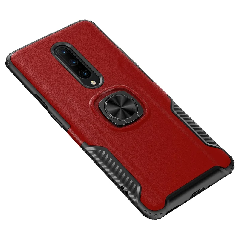 Red Чехол для Oneplus 7 Pro Cover One plus 7 Чехол ударопрочный кожаный Стенд для колец на палец магнитный мягкий чехол для Oneplus 7 kimTHmall - Цвет: Red