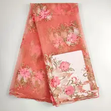 Сетчатые шнурки ткани высокого качества Тюль африканские шнурки Ткань для свадьбы тюль кружевной материал с бисером и бусинами WHB8-5 03