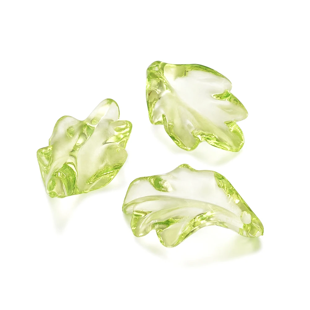 

50pcs Transparent Acrylic Leaf Pendants Dangle Charms Light Green for Jewelry Making DIY Necklace Earrings Supplies