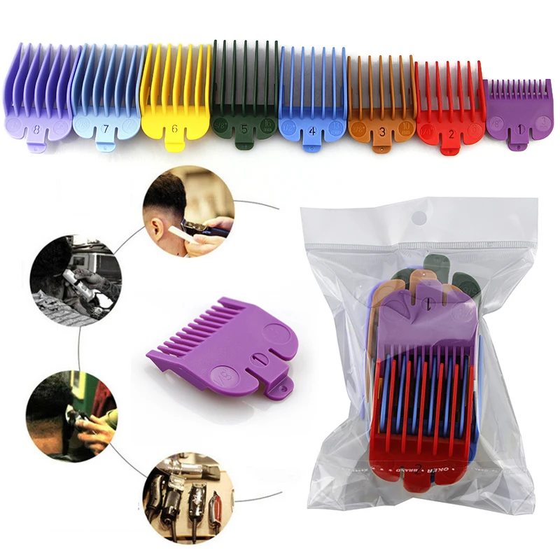 2020 New Arrival 8Pcs/pack Colorful Universal Hair Clipper Limit Comb Guide Sizes Comb Multiple Sizes Hair Clipper Accessories