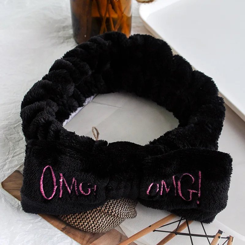 big hair clips Fashion OMG Flannel Headband Women Elasticity Bow Knot Hair Hoop Face wash makeup Girls hairband Hair Accessories FD082 Women's Hair Accessories Hair Accessories