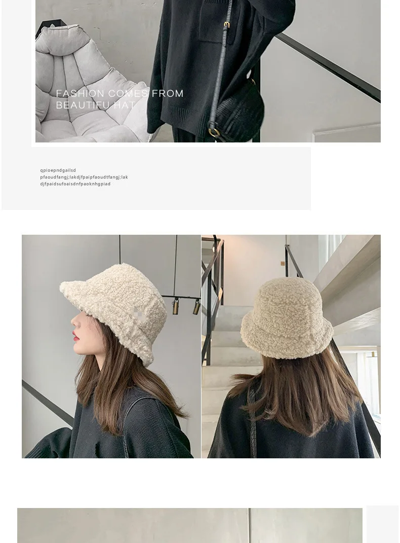 Winter Female Hat Teddy Velvet Warm Ear Protector Fisherman Hat Accessories Retro Lamb Velvet Cap Casual Versa Lovely Plush Hat