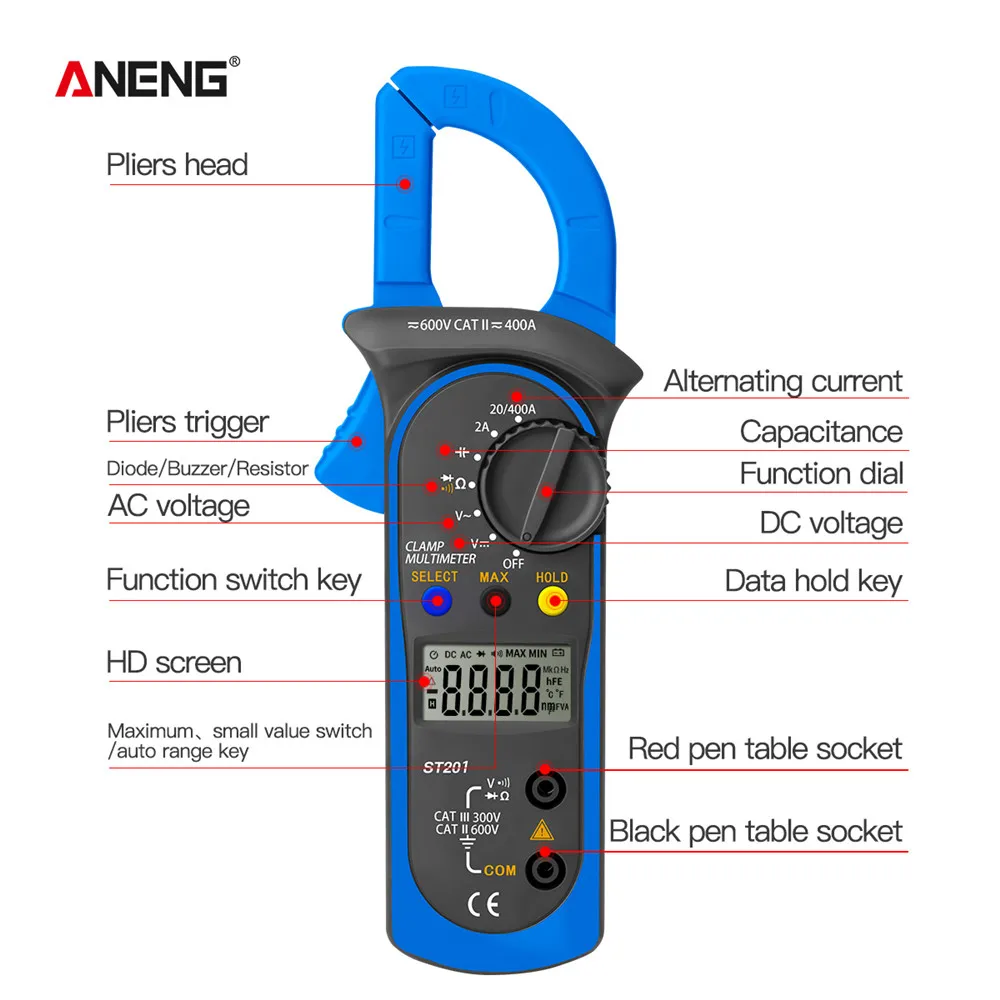 ANENG ST201 мультиметр цифровой токовые клещи clamp meter струбцина столярная тестер tester