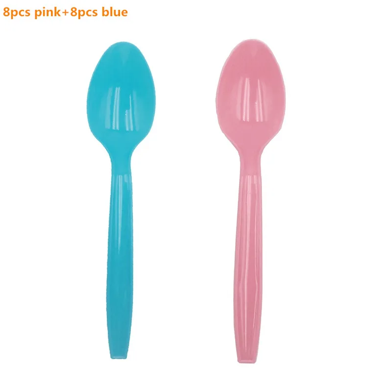 1 комплект пол раскрывает партии девочка или мальчик одноразовая посуда детский душ Девочки Мальчики тарелка чашки день рождения принадлежности для украшения стола - Цвет: Spoon