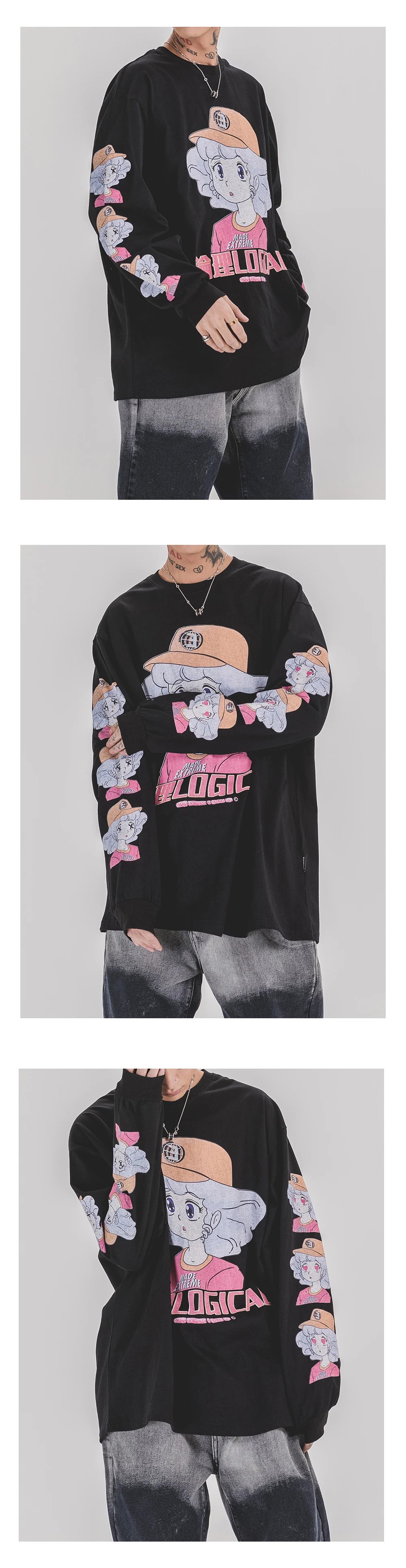 engraçado manga longa camisetas 2020 primavera moda gráfico t roupas masculinas