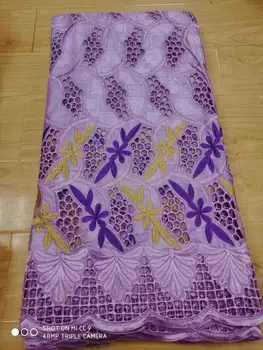 

African Lace Fabric 2020 High Quality Nigerian Lace Embroidery With Rhinestone French Bazin Riche Getzner Fabric 5yards/Lot