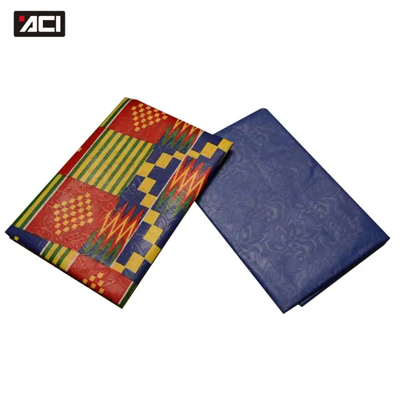 19060003 CNACI Новинка Kente Ткань Гана принт африканская ткань Анкара настоящий воск блок печать ткань 2+ 2 ярдов для женского платья - Цвет: 19060003