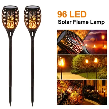 

2PCS LED Solar Flame Flickering Lamp Torch Garden Decoration Landscape Lawn Lamp Lights Waterproof Led Solar Flame Light Outdoor