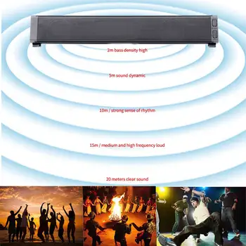 

Stereo Audio Bluetooth Sound Bar Speaker Multifunction TF Card Support Wireless Super Bass Remote Control TV Music Playing Home
