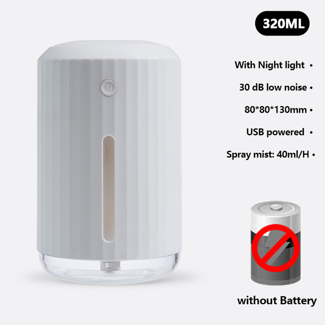 Diffuser Usb 320 ml Capacity Small Grain Ultrasonic Air Mist Maker With LED Night Lamp Mist Maker Quiet Humidifier