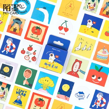 

46pcs Interesting Planet Series Boxed Adhesive Paper Cartoon Sticker Diary Diy Decorative Stationery Personality Stickers