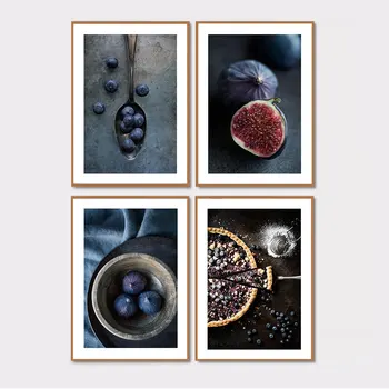 

Fig Fruit And Blueberry Pie Canvas Poster Print Wall Art Picture Nordic Style Still Life Painting For Living Room Decoration