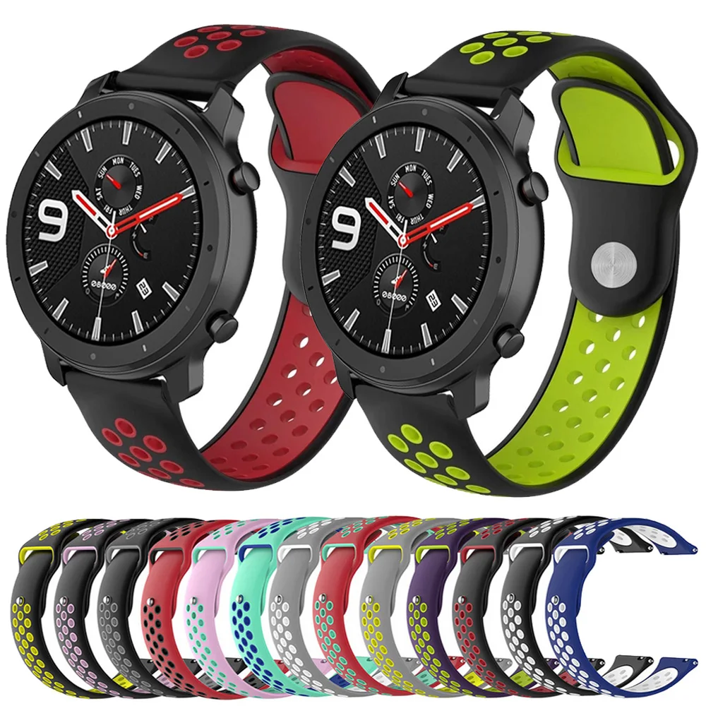 

22MM Watchband Strap For Huami Amazfit GTR 47mm Breathable Sport Watch Silicone Soft Strap Smart Watch Bracelet Amazfit 2 2S