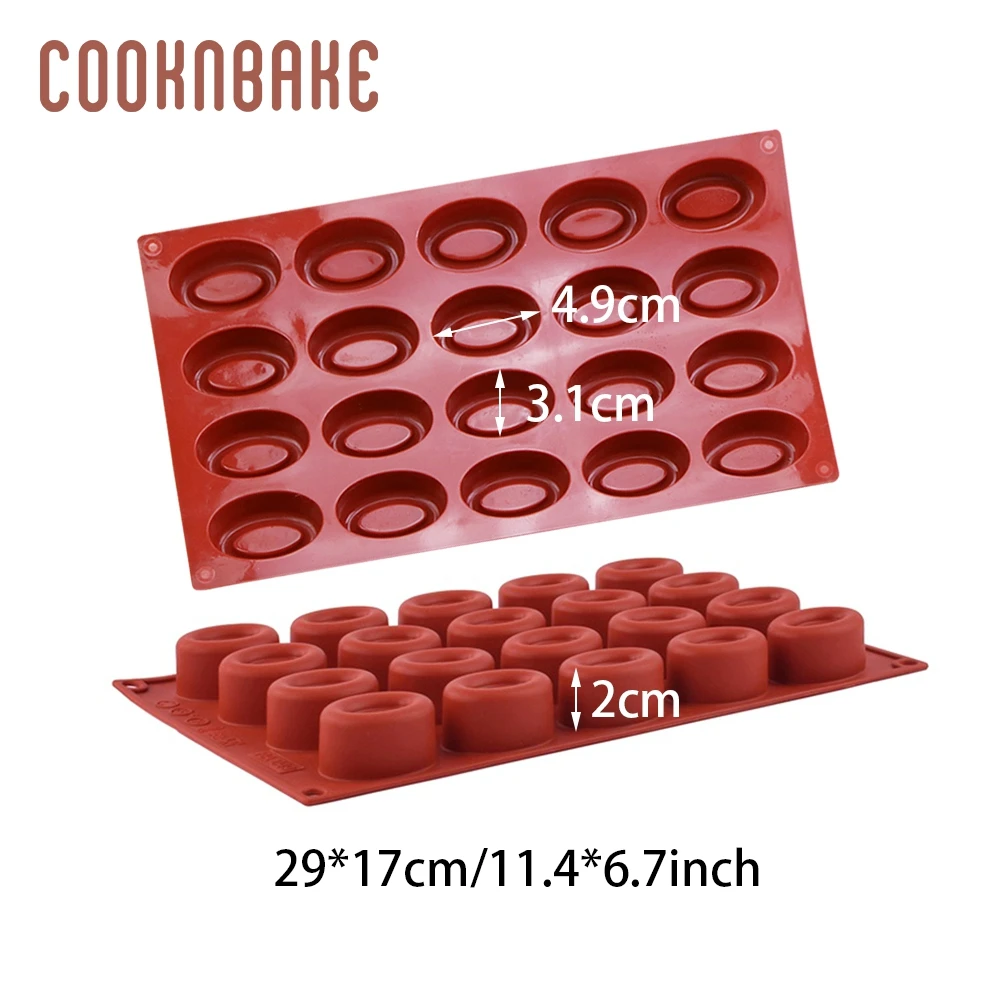 COOKNBAKE oval silicone mold for cake biscuit pastry baking donut candy gummy chocolate form 20 cavity ice cake decoration tool