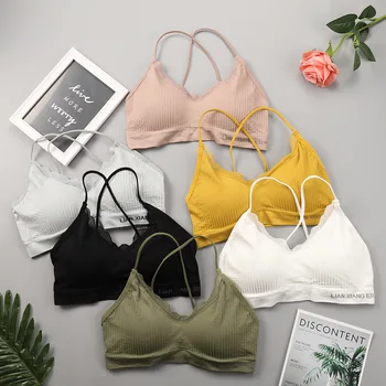 

Back Hollow Women Bra Sexy Lingerie Wireless Bra Comfort Padded Underwear Push Up Bralette