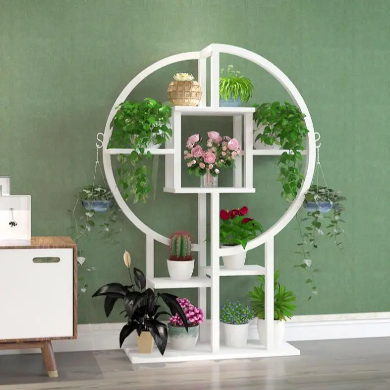 

European-style flower rack sitting room high-grade sitting room greenish combination of floor iron shelf