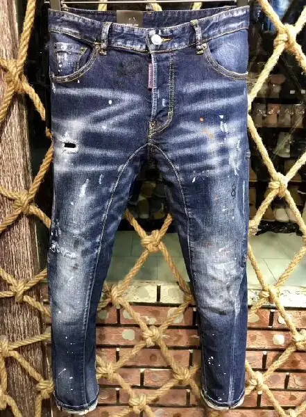 DSENQI Новые мужские джинсы Рваные для DSQ джинсы брюки байкерские Джинсы Верхняя одежда мужские брюки A221