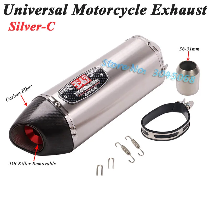Мото rcycle Yoshimura выхлопная труба Escape модифицированный мото карбоновый глушитель Универсальный дБ убийца для ниндзя 400 MT-09 TRK 502 BWS 125 R6 - Цвет: Silver-C