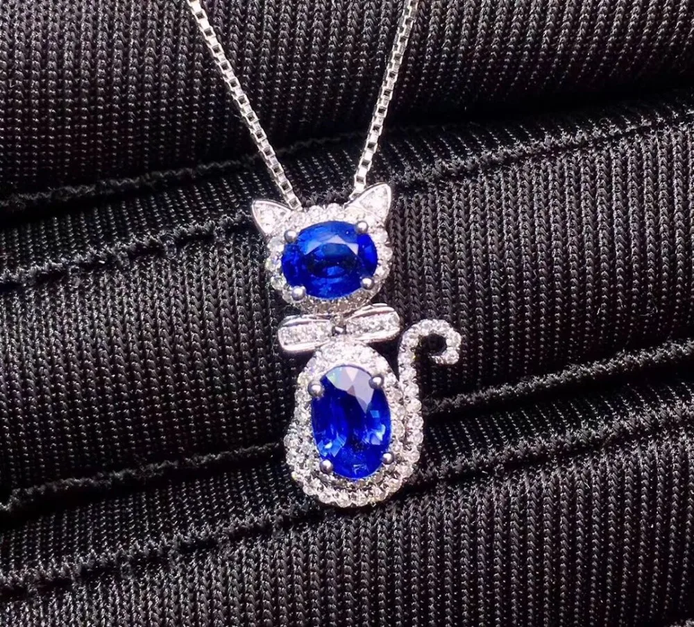 Сапфировая подвеска Настоящее чистое 18 K золото ювелирные изделия натуральный Королевский синий сапфир 1ct подвески для милое Женское Ожерелье
