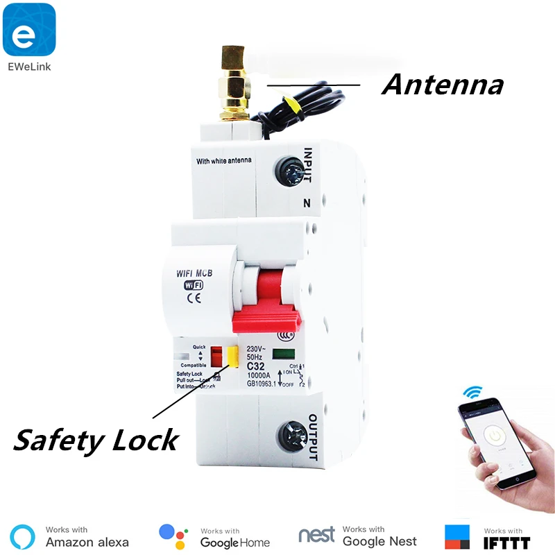 1 P/2 P/3 P/4 P 80A умный Wi-Fi автоматический выключатель eWelink приложение дистанционное управление работа с Alexa echo и Google Home автоматический выключатель