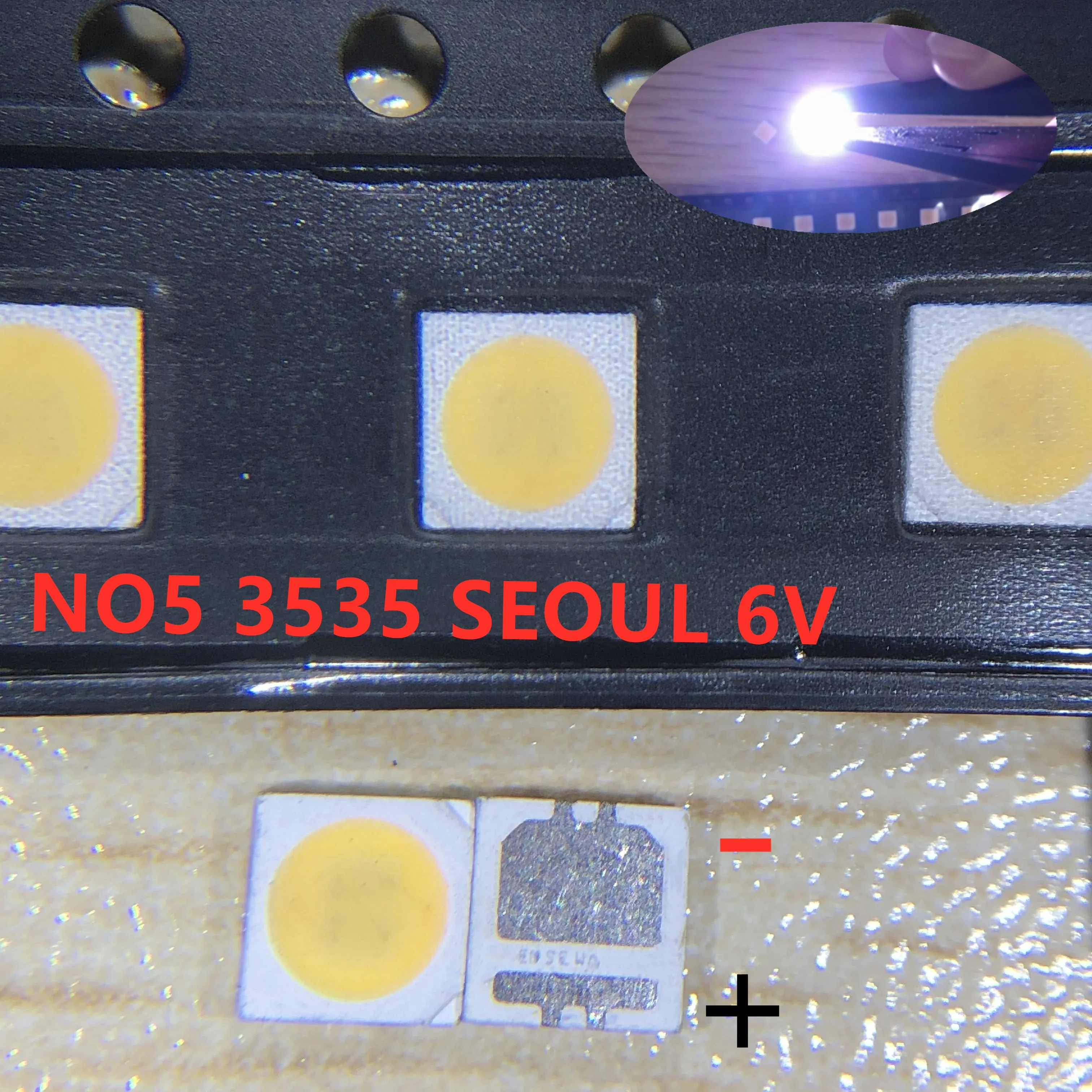 500pcs SEOUL LED 3535 Light Beads High Power Backlight 2W 6V Cool White 135LM TV Application | Электронные компоненты и