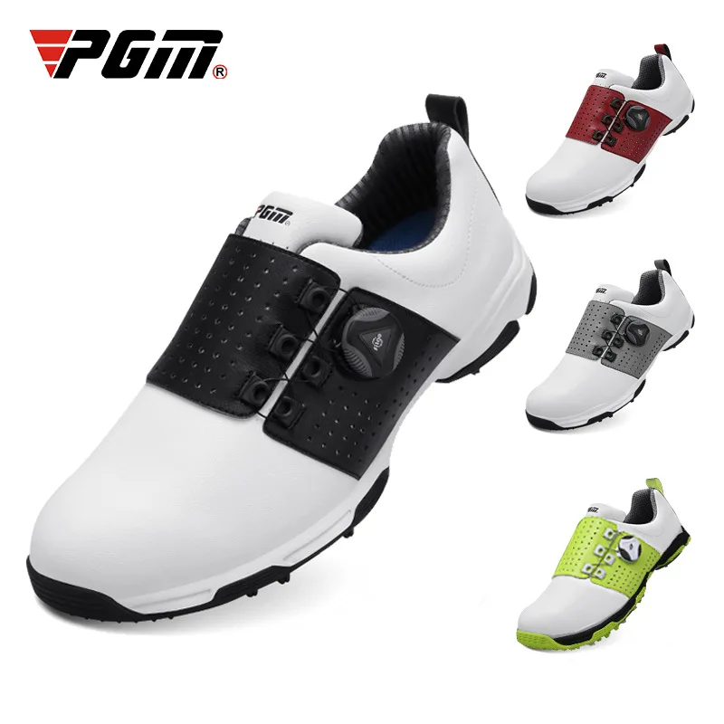 

Pgm Golf Shoes Men Leather Waterproof Sneakers Anti-slip Automatic Shoelace Soft Comfort Breathable Sport Golf Training Shoes