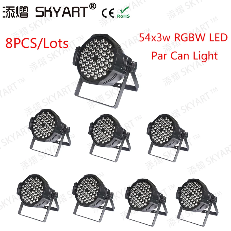 8Pcs/lots Led Par Lights 54x3W RGBW Par LED 54*3w Lights Wash Disco Light DMX 512 Controller effect stage light